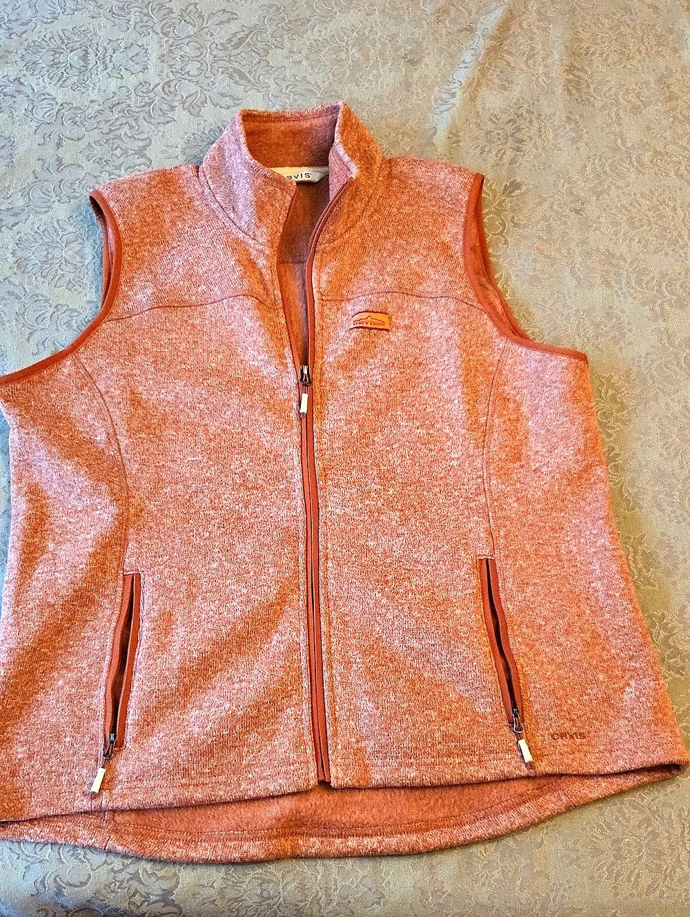 Orvis Women's R65 Sweater Fleece Vest Orange XL
